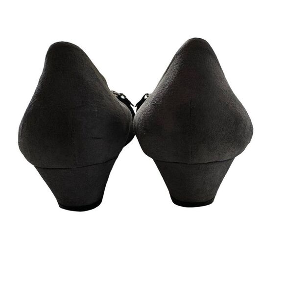 AGL Attilio Giusti Leombruni Cap Toe Buckle Low Wedge Heel Gray Size 39.5 - Picture 3 of 6